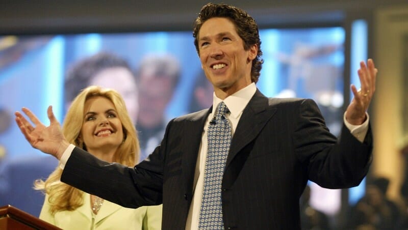 Joel Osteen at the stage in an event