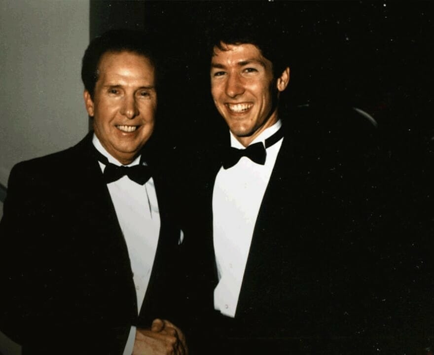 Joel Osteen with his father shaking hands