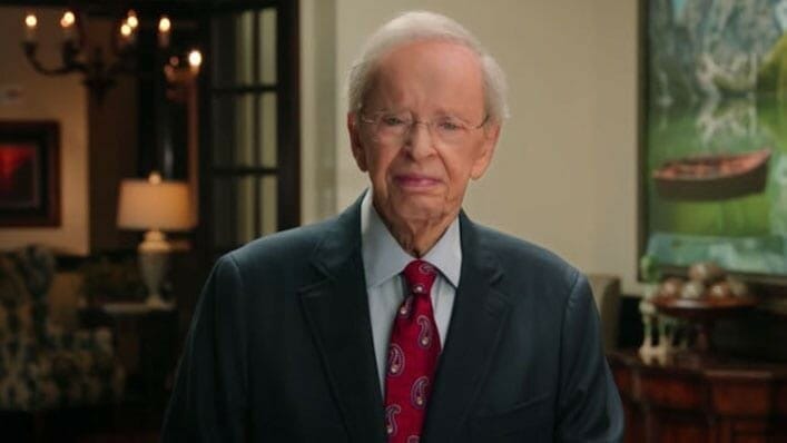 Pastor Charles Stanley in his gorgeous red tie and suit