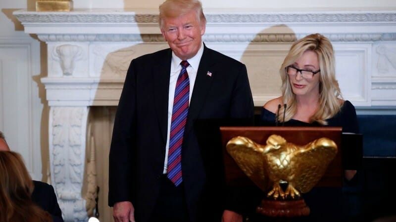 Paula White with Donald Trump giving a speech
