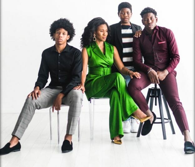 Priscilla Shirer doing photoshoot with her three sons